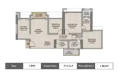 Ten X Era by Raymond Realty Map 3 bhk floorplan